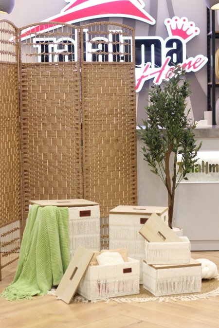 طقم سلال 5 قطع مع غطاء خشب